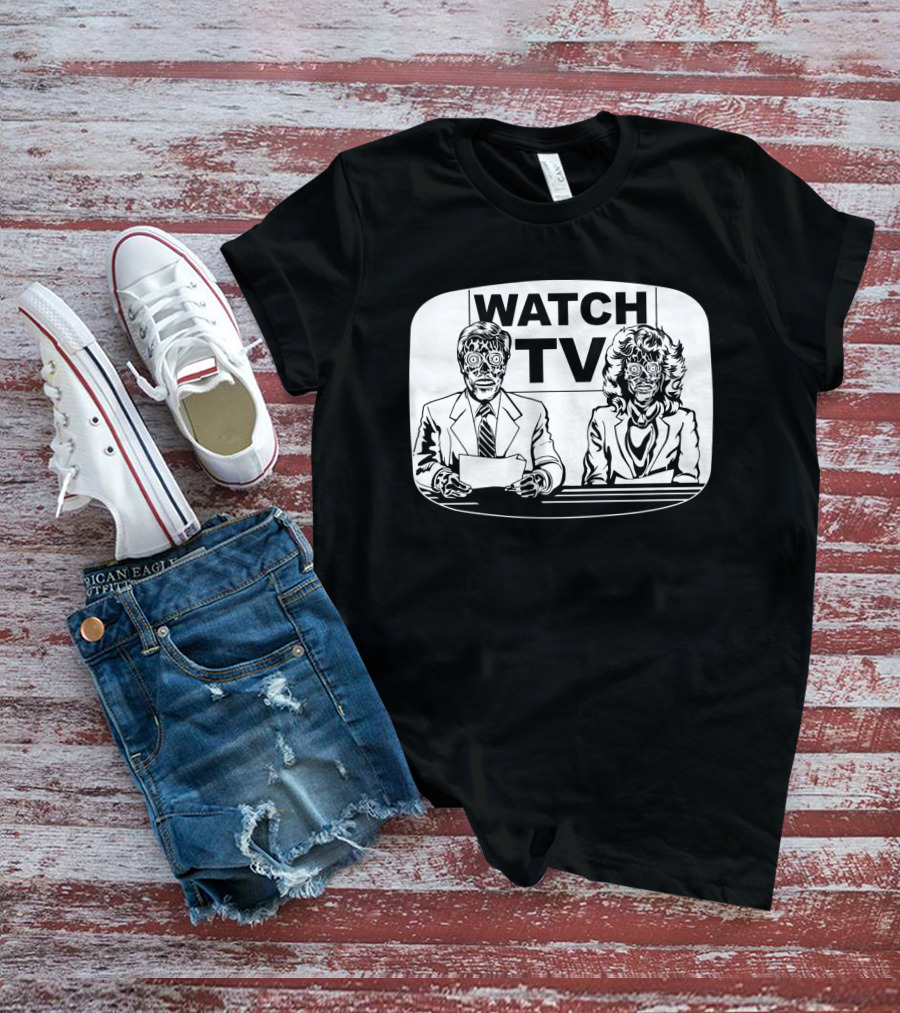 Watch TV They Live News Anchors Alien Faces T-Shirt