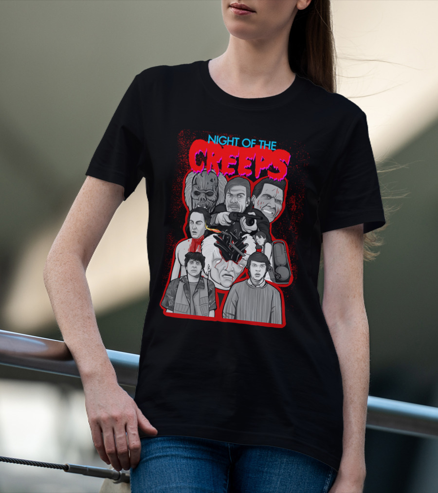 Night Of The Creeps Horror Movie Characters And Weaponry T-Shirt
