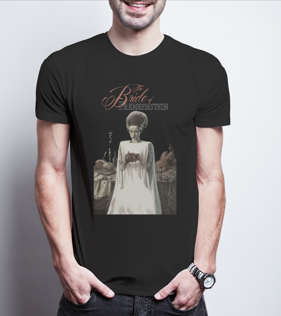 The Bride Of Frankenstein Classic Gothic Horror Scene With Laboratory Elements T-Shirt