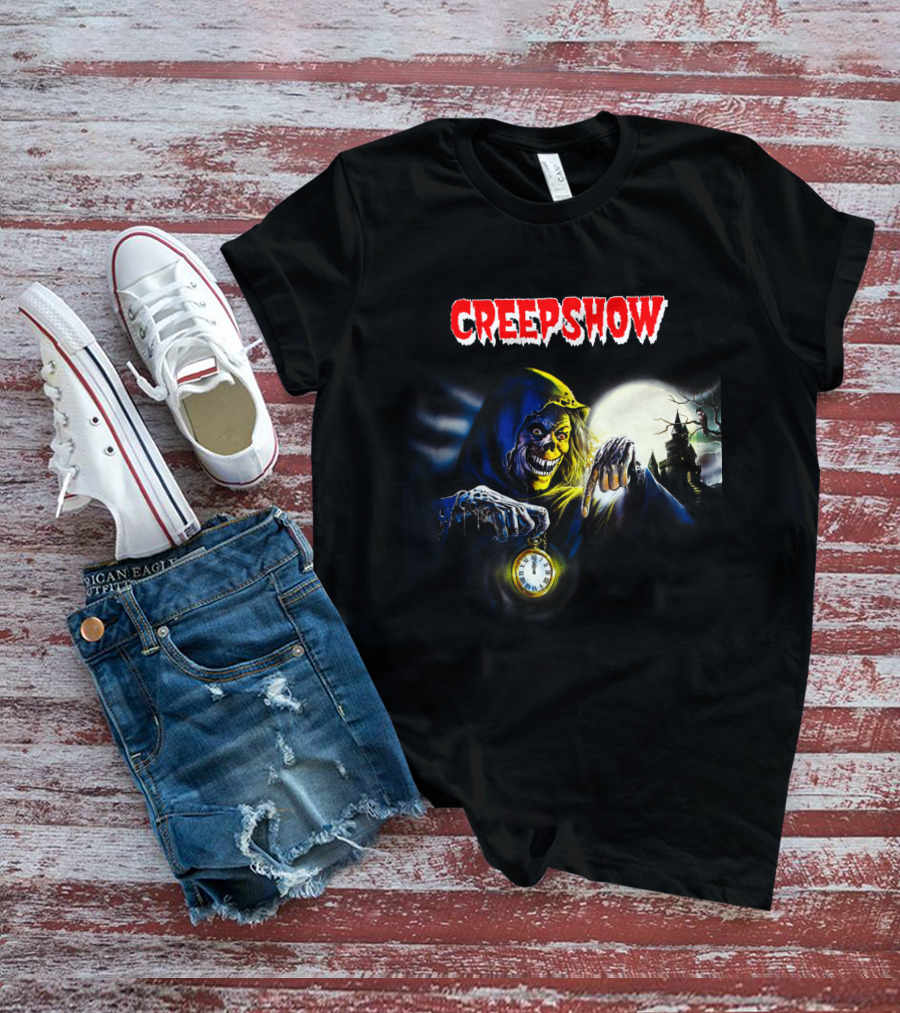 Creepshow Grinning Ghoul With Clock And Haunted Castle T-Shirt