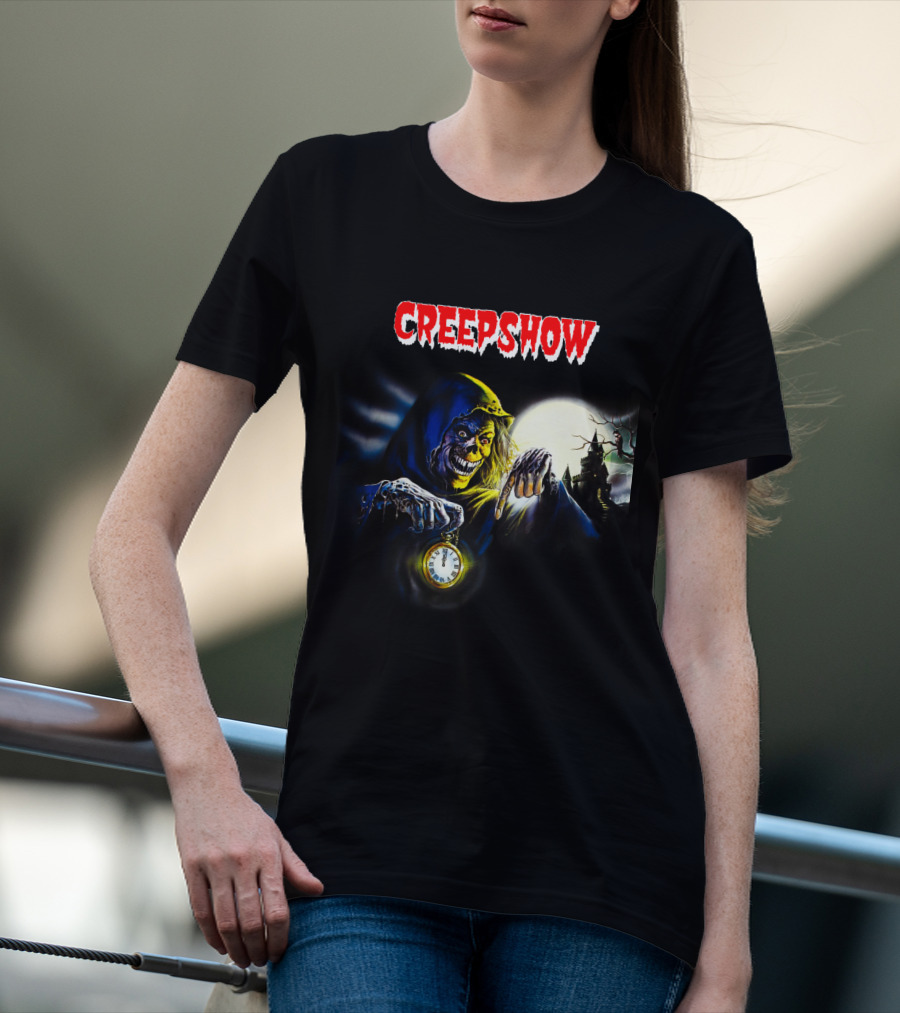 Creepshow Grinning Ghoul With Clock And Haunted Castle T-Shirt