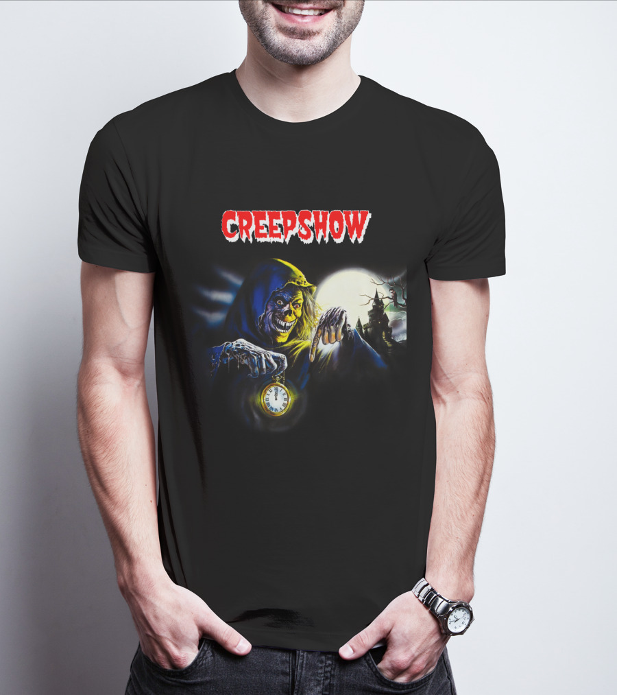 Creepshow Grinning Ghoul With Clock And Haunted Castle T-Shirt