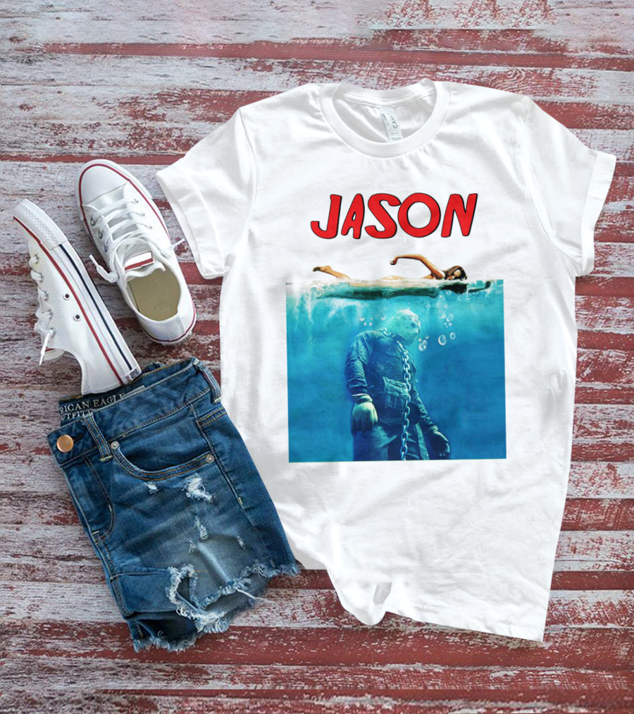 Jaws Jason Voorhees Underwater Horror Mashup T-Shirt