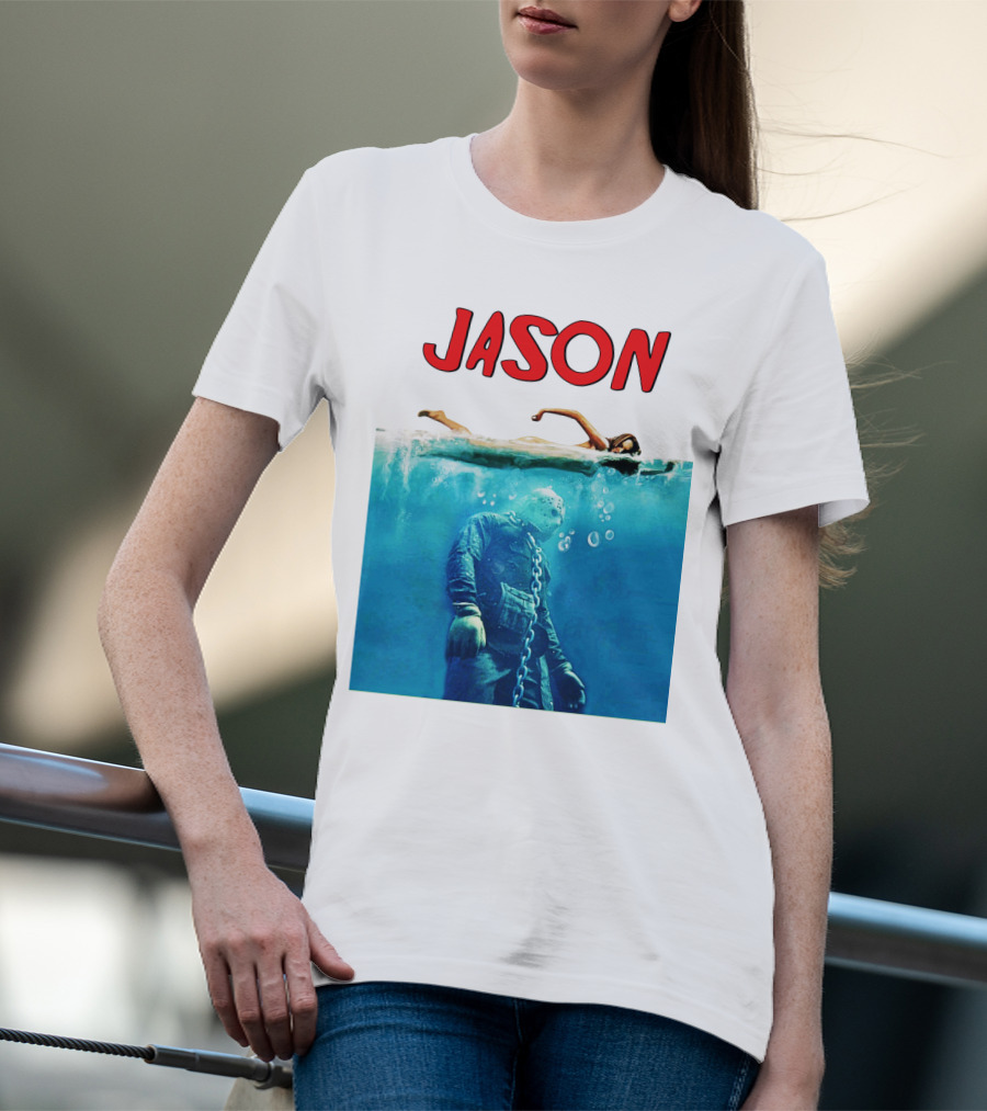 Jaws Jason Voorhees Underwater Horror Mashup T-Shirt