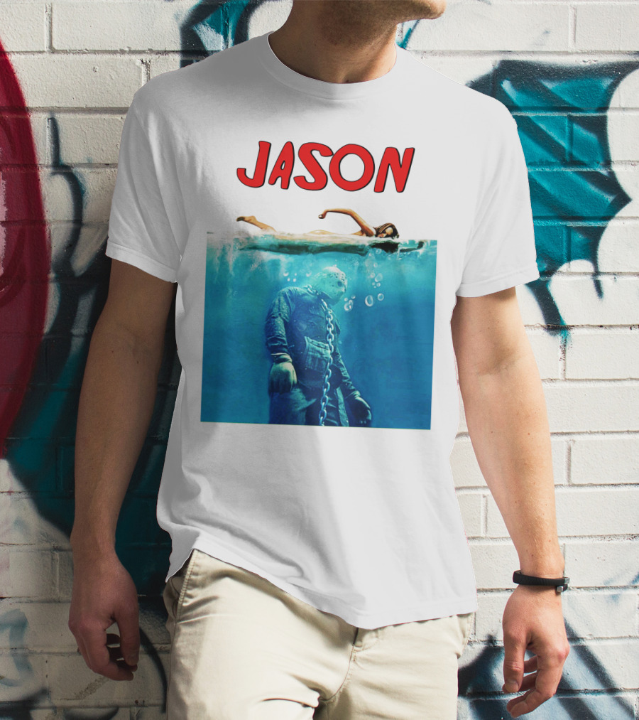Jaws Jason Voorhees Underwater Horror Mashup T-Shirt