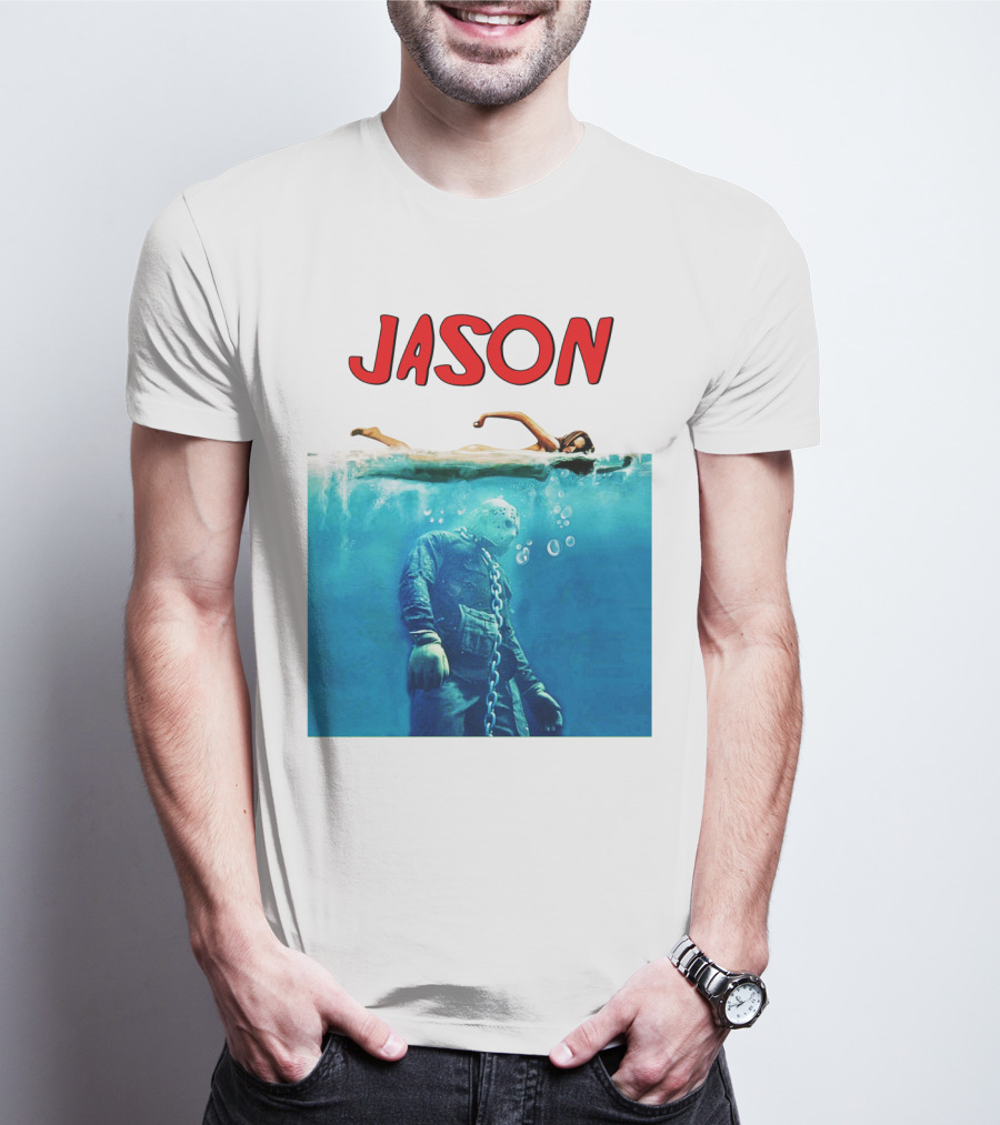 Jaws Jason Voorhees Underwater Horror Mashup T-Shirt