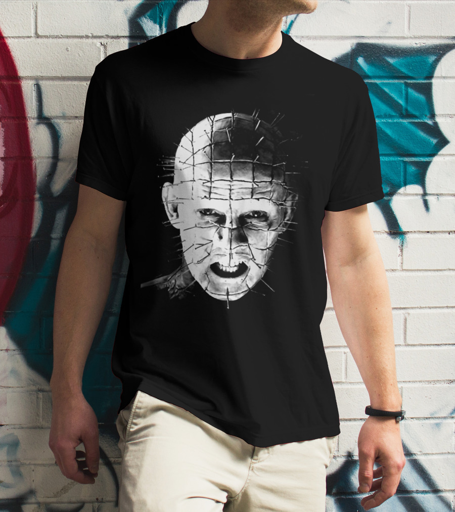 Hellraiser Pinhead Horror Icon Grayscale T-Shirt