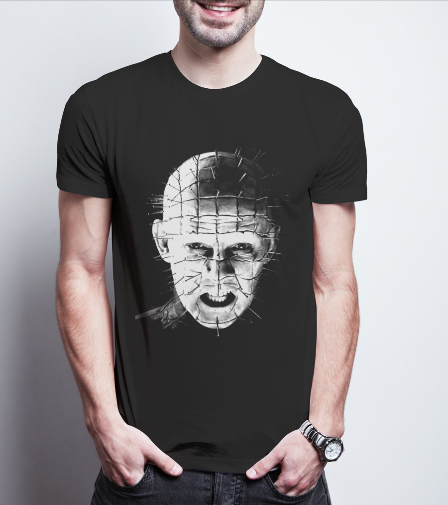 Hellraiser Pinhead Horror Icon Grayscale T-Shirt