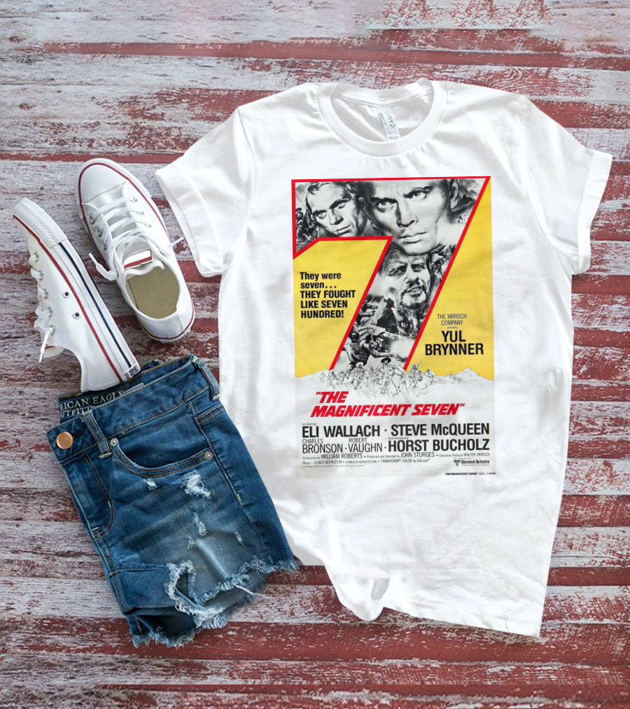 The Magnificent Seven 1960 Yul Brynner Steve McQueen Eli Wallach Charles Bronson Robert Vaughn Horst Buchholz T-Shirt