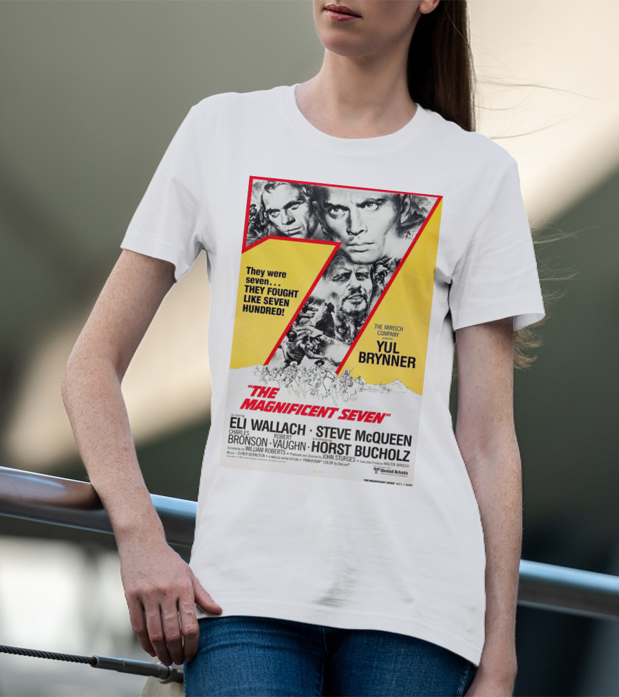 The Magnificent Seven 1960 Yul Brynner Steve McQueen Eli Wallach Charles Bronson Robert Vaughn Horst Buchholz T-Shirt
