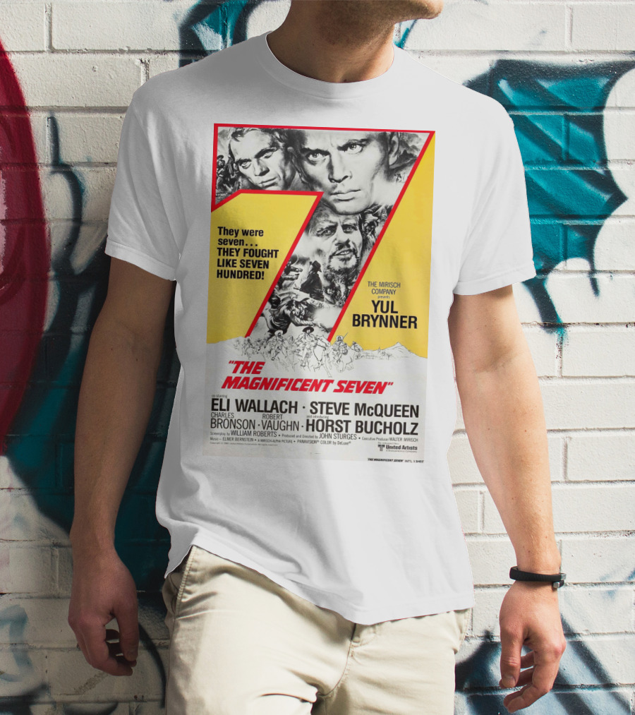 The Magnificent Seven 1960 Yul Brynner Steve McQueen Eli Wallach Charles Bronson Robert Vaughn Horst Buchholz T-Shirt