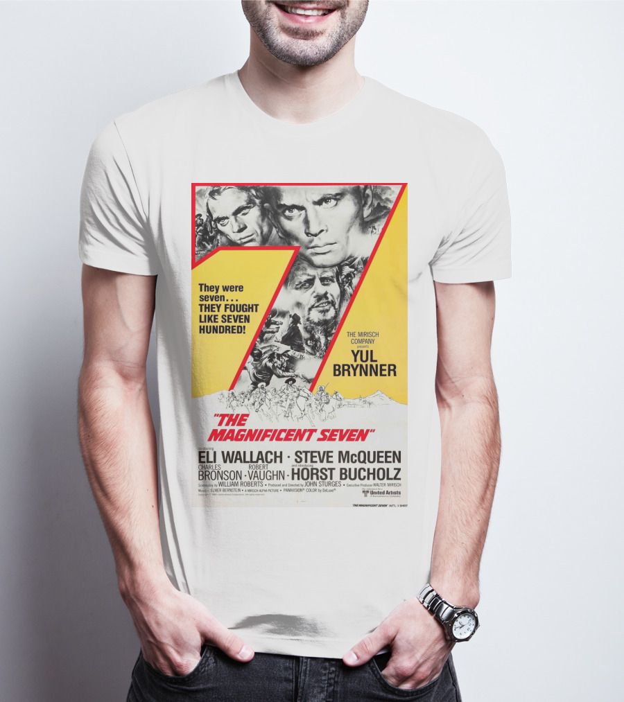 The Magnificent Seven 1960 Yul Brynner Steve McQueen Eli Wallach Charles Bronson Robert Vaughn Horst Buchholz T-Shirt