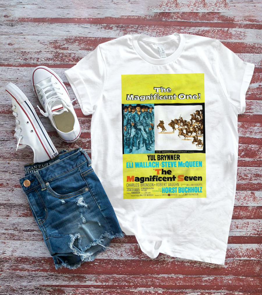 The Magnificent Seven 1960 Steve McQueen Yul Brynner Eli Wallach Movie T-Shirt