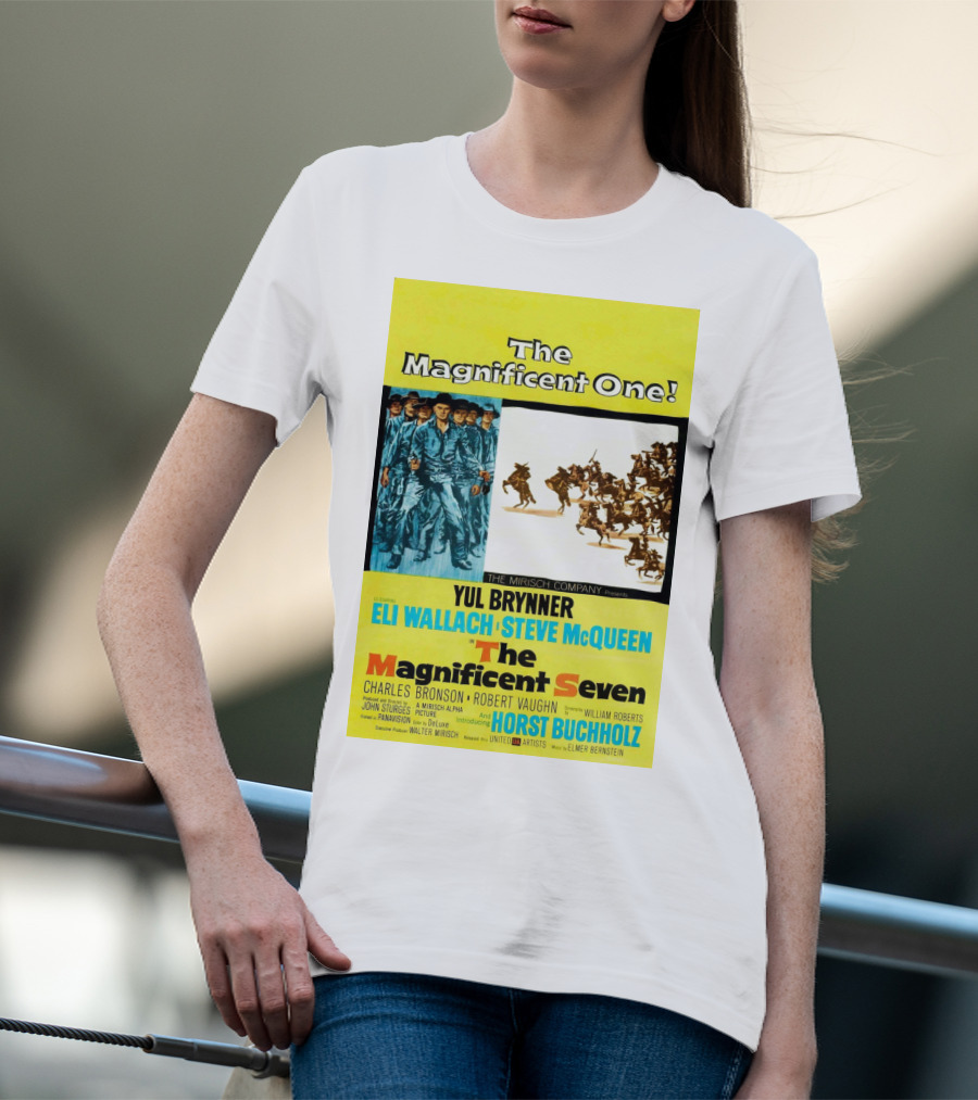The Magnificent Seven 1960 Steve McQueen Yul Brynner Eli Wallach Movie T-Shirt