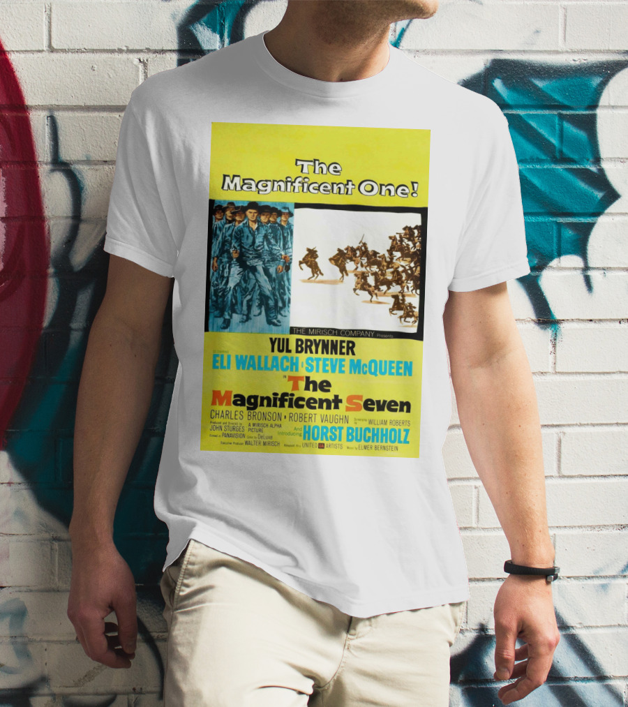 The Magnificent Seven 1960 Steve McQueen Yul Brynner Eli Wallach Movie T-Shirt