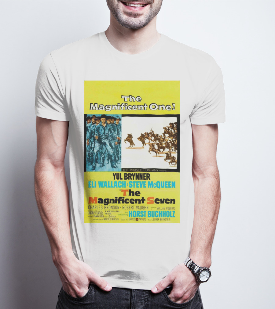 The Magnificent Seven 1960 Steve McQueen Yul Brynner Eli Wallach Movie T-Shirt