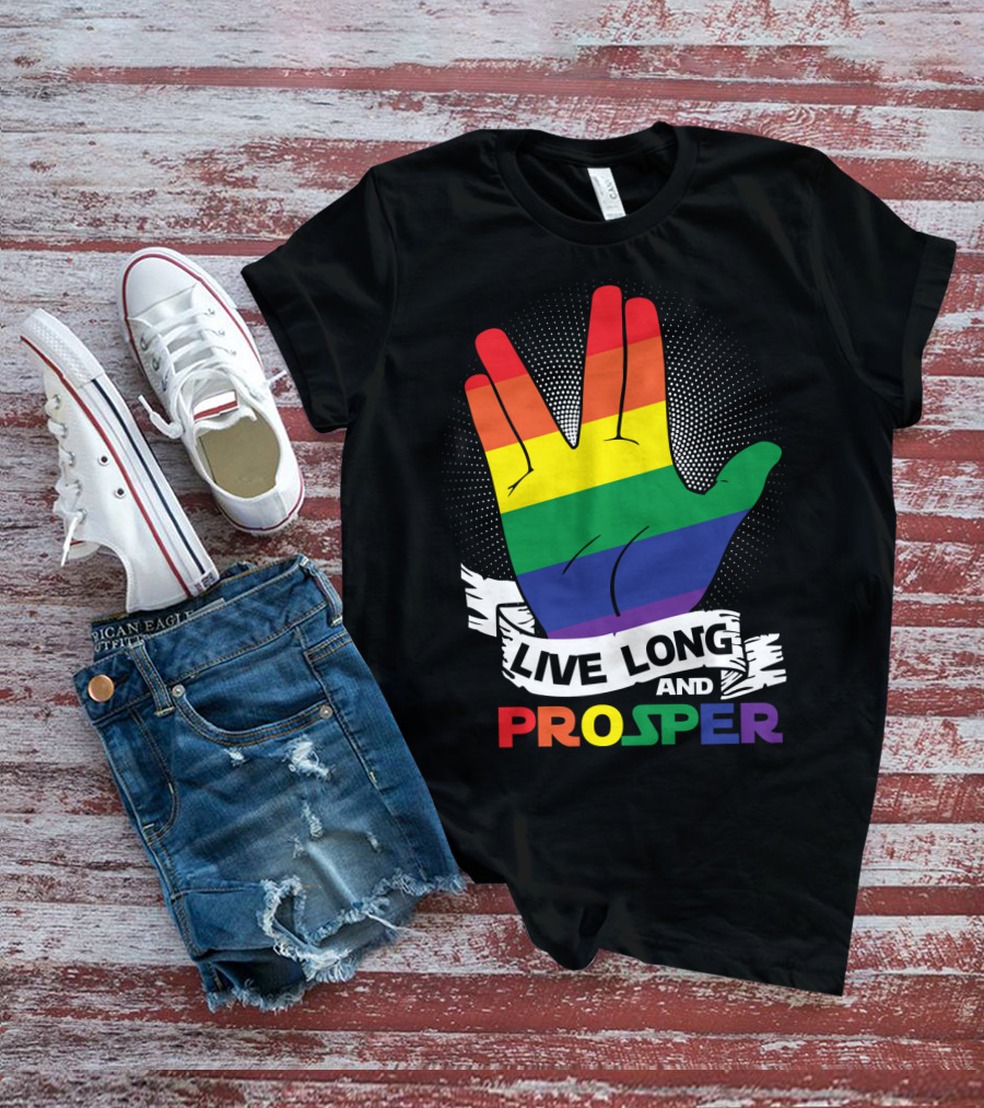Live Long And Prosper Rainbow Hand Gesture T-Shirt
