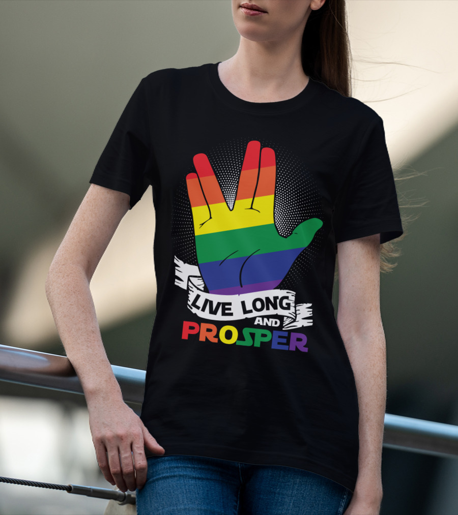 Live Long And Prosper Rainbow Hand Gesture T-Shirt