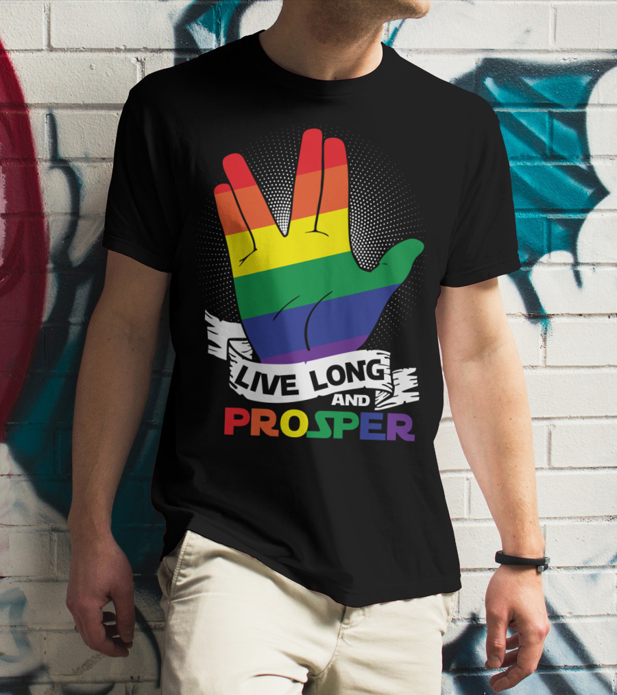 Live Long And Prosper Rainbow Hand Gesture T-Shirt