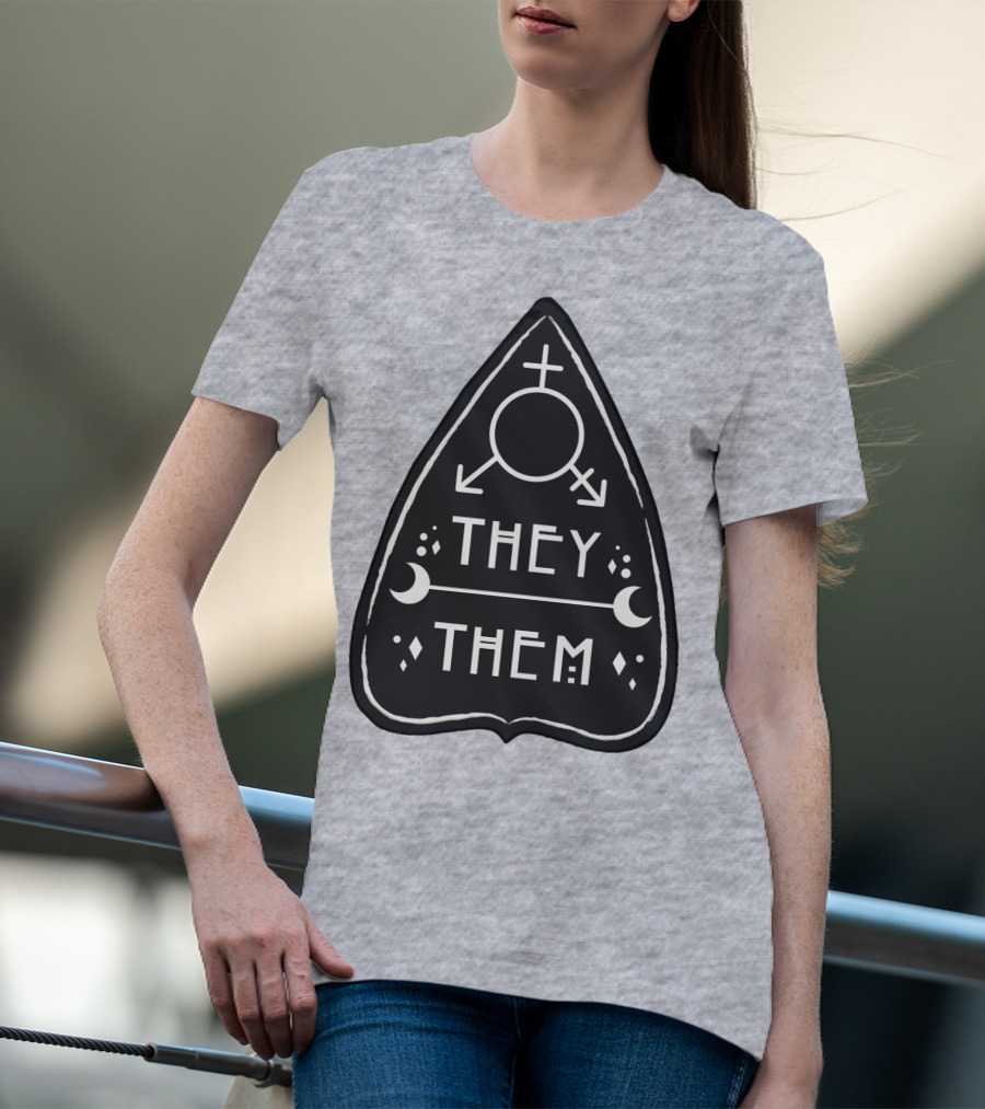 They Them Nonbinary Arrow Symbols Crescent Moons Geometric T-Shirt