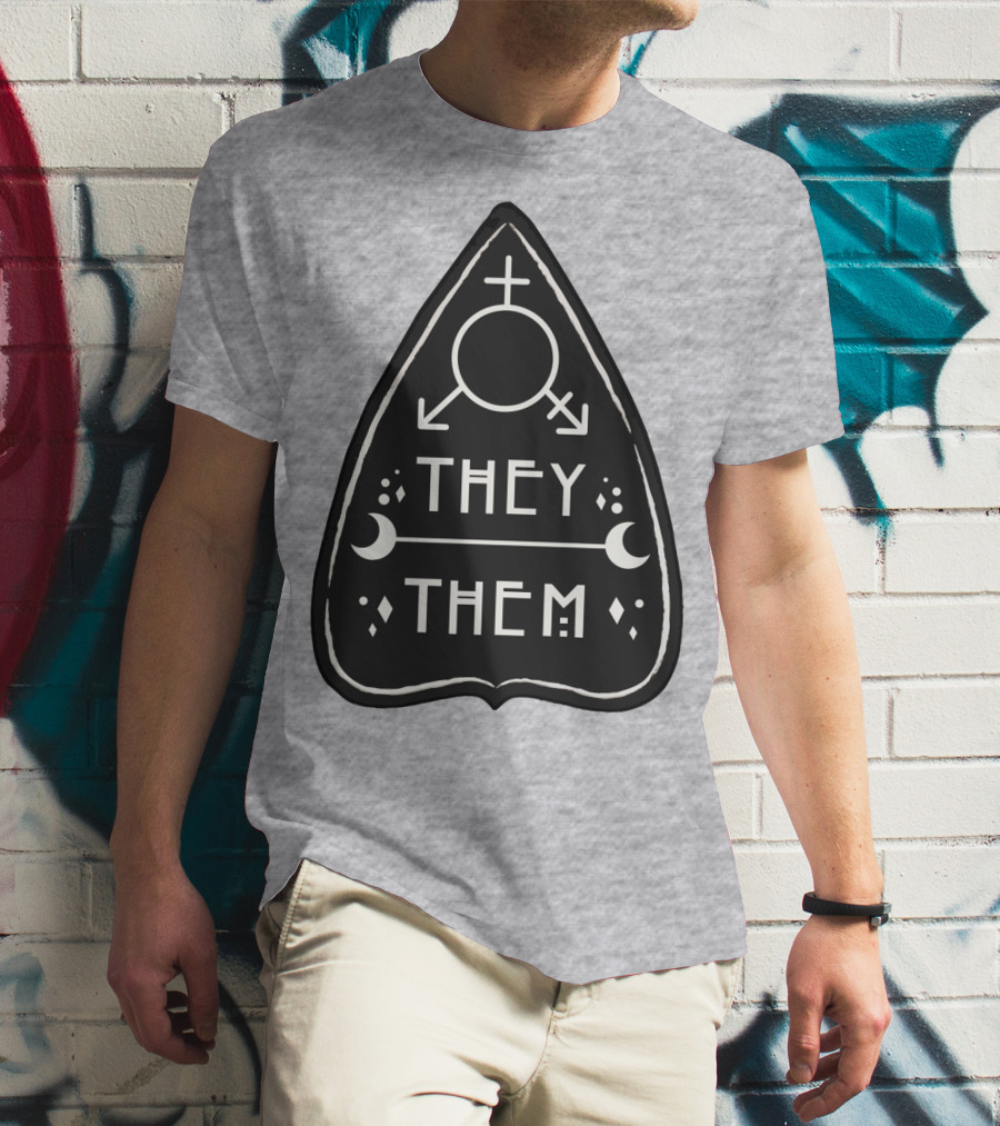 They Them Nonbinary Arrow Symbols Crescent Moons Geometric T-Shirt