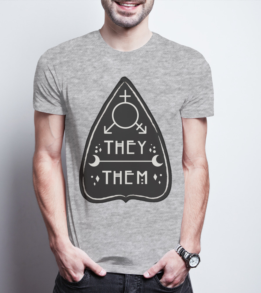 They Them Nonbinary Arrow Symbols Crescent Moons Geometric T-Shirt