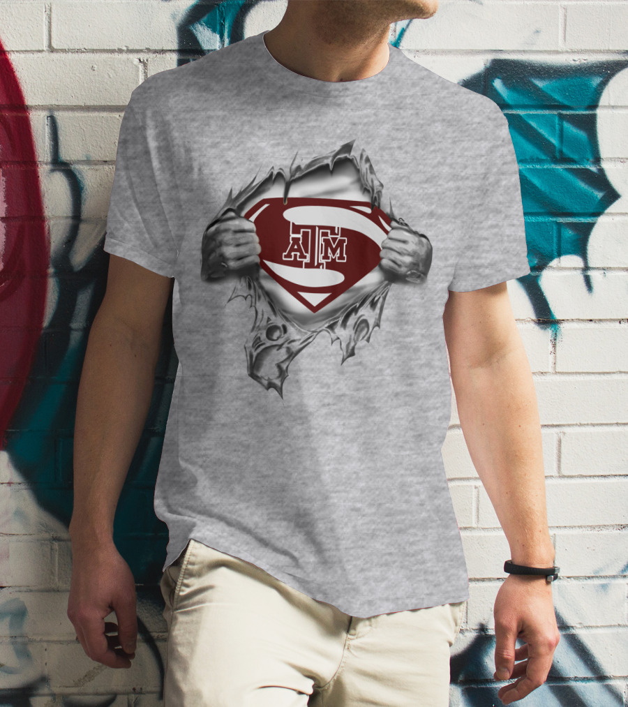 Texas A&M Aggies Superman Logo With Tearing Effect T-Shirt