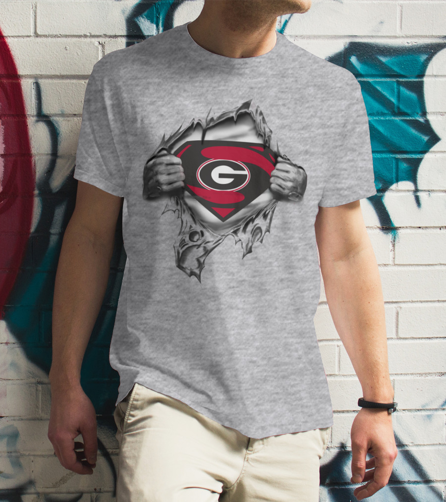 Georgia Bulldogs Superman G Logo Tear Out T-Shirt
