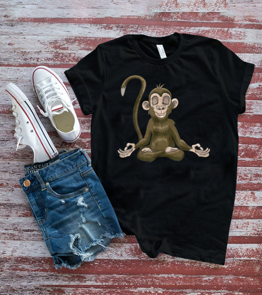 Yoga Monkey Meditating Funny Animal Yogi T-Shirt
