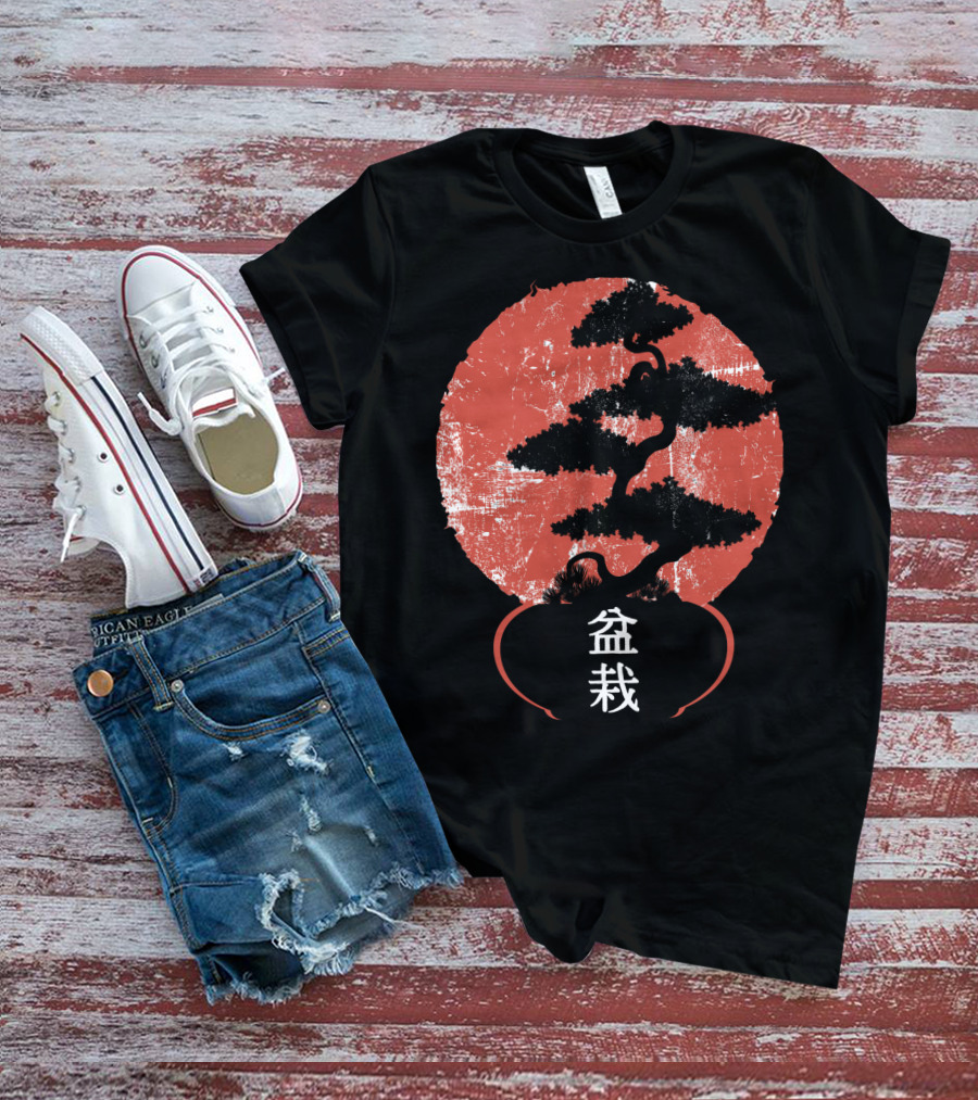 Bonsai Tree Vintage Yoga Lover Kanji T-Shirt