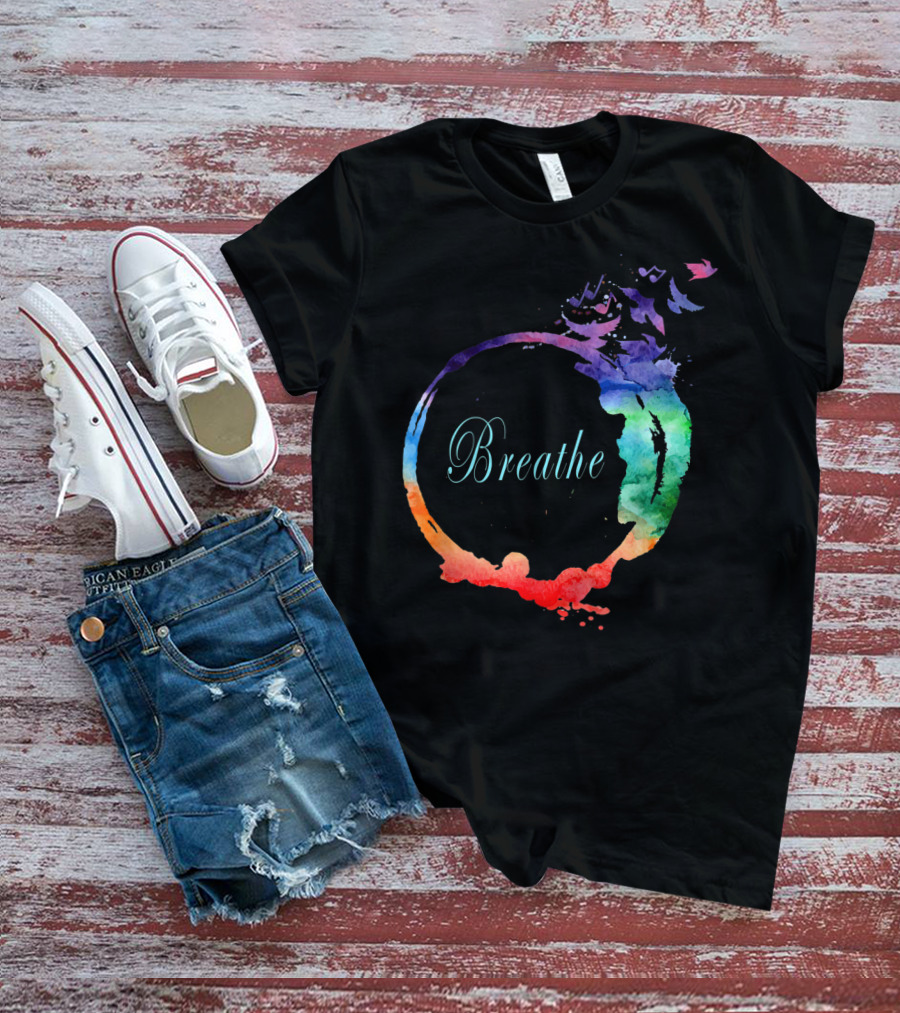 Breathe Cool Heavenly Breath Nature Yoga Watercolor Mandala T-Shirt