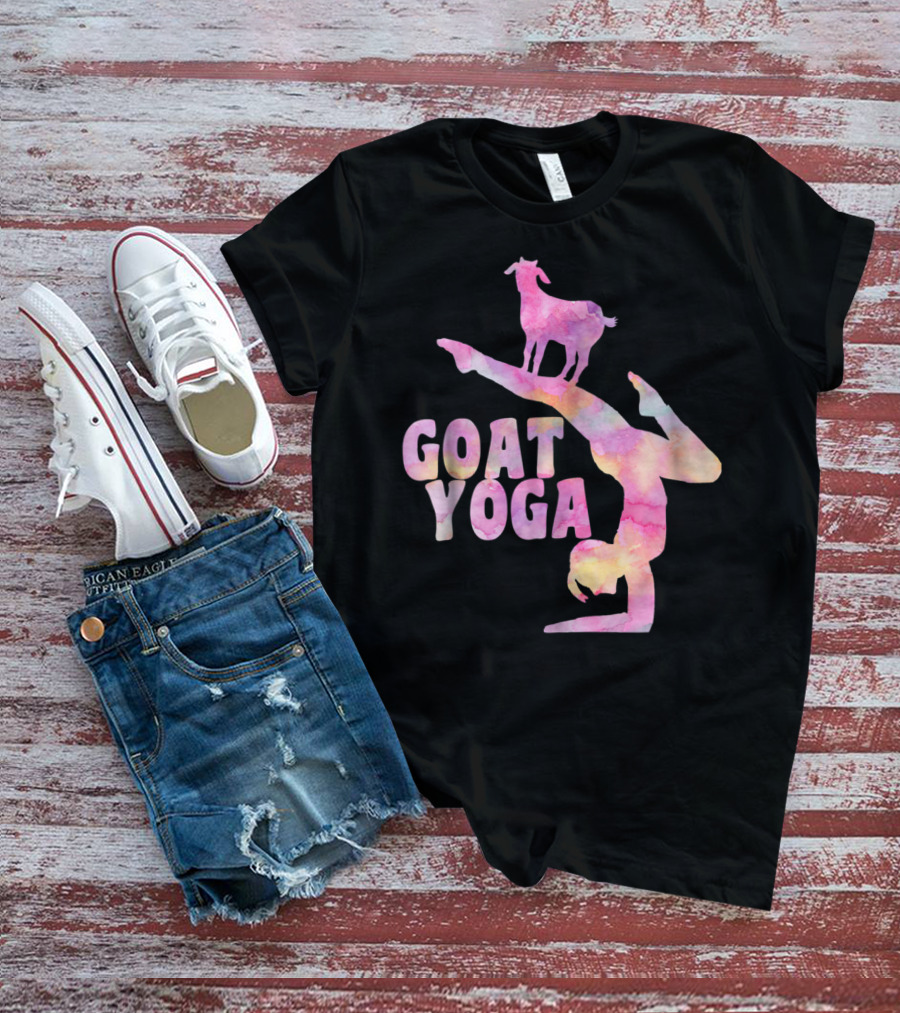 GOAT YOGA Yoga Pose With Cute Goat Watercolor T-Shirt