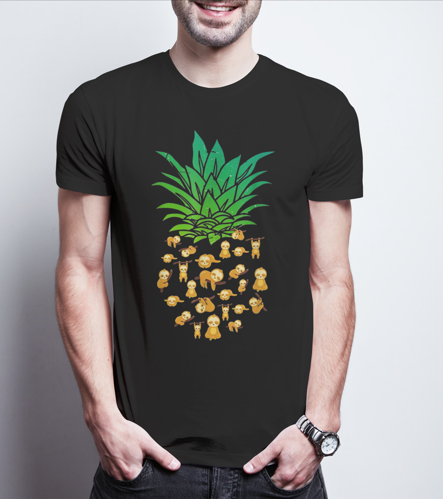 Sloth Lovers Cute Yoga Pineapple T-Shirt
