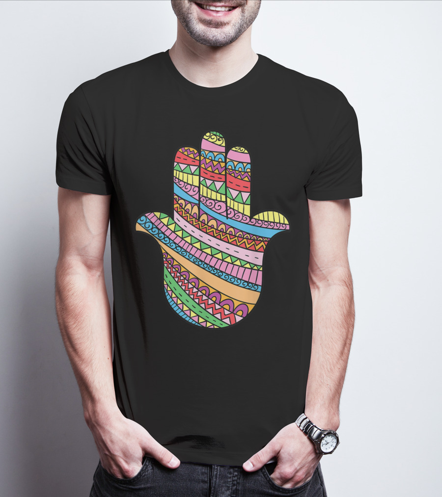 Hamsa Hand Buddha Arabic Amulet Meditation Colorful T-Shirt