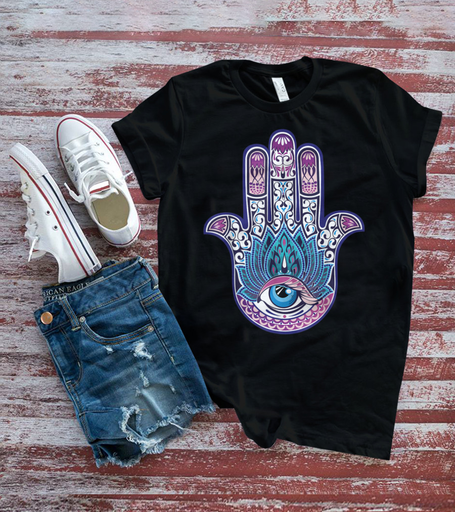 Hamsa Mandala Eye Hand Of Fatima Womens Yoga Iconic T-Shirt