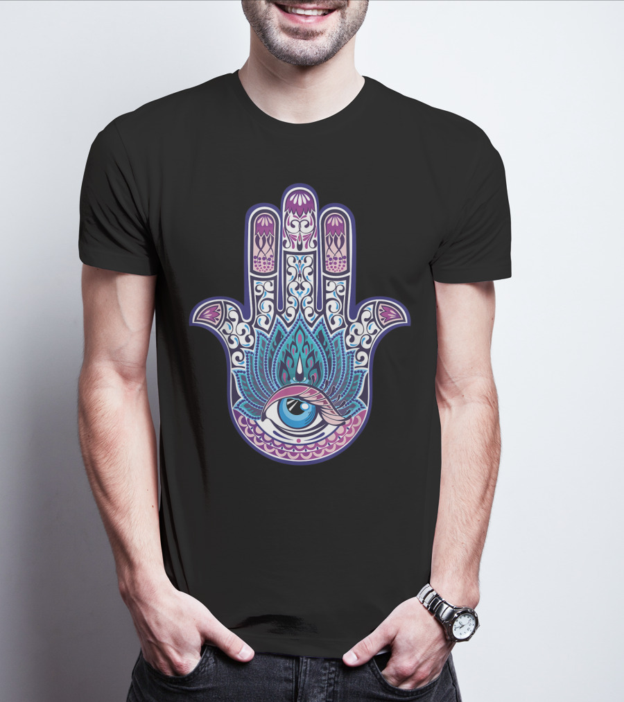 Hamsa Mandala Eye Hand Of Fatima Womens Yoga Iconic T-Shirt