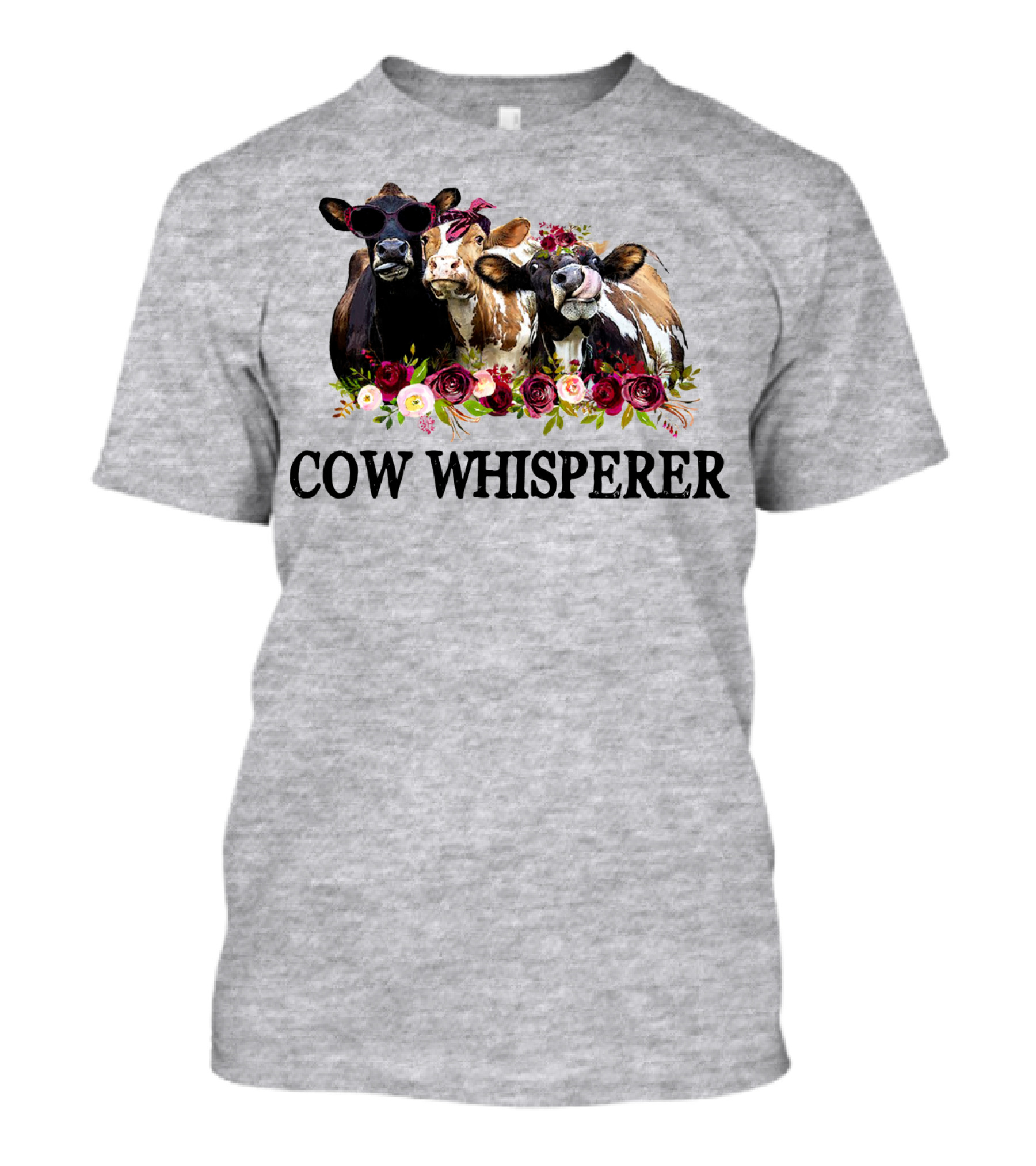 Cow Whisperer Funny Cows With Sunglasses And Flowers T-Shirt