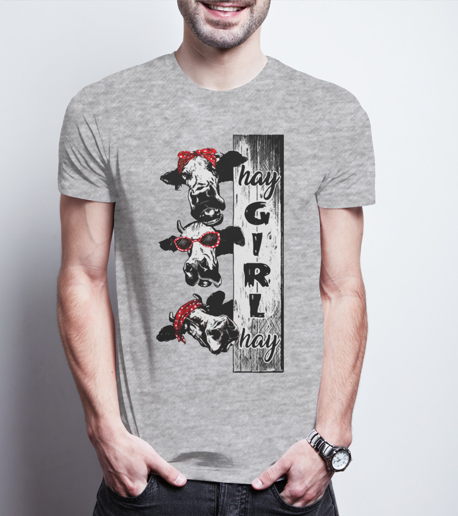 Hay GIRL Hay Cow Trio Red Bandana And Glasses T-Shirt