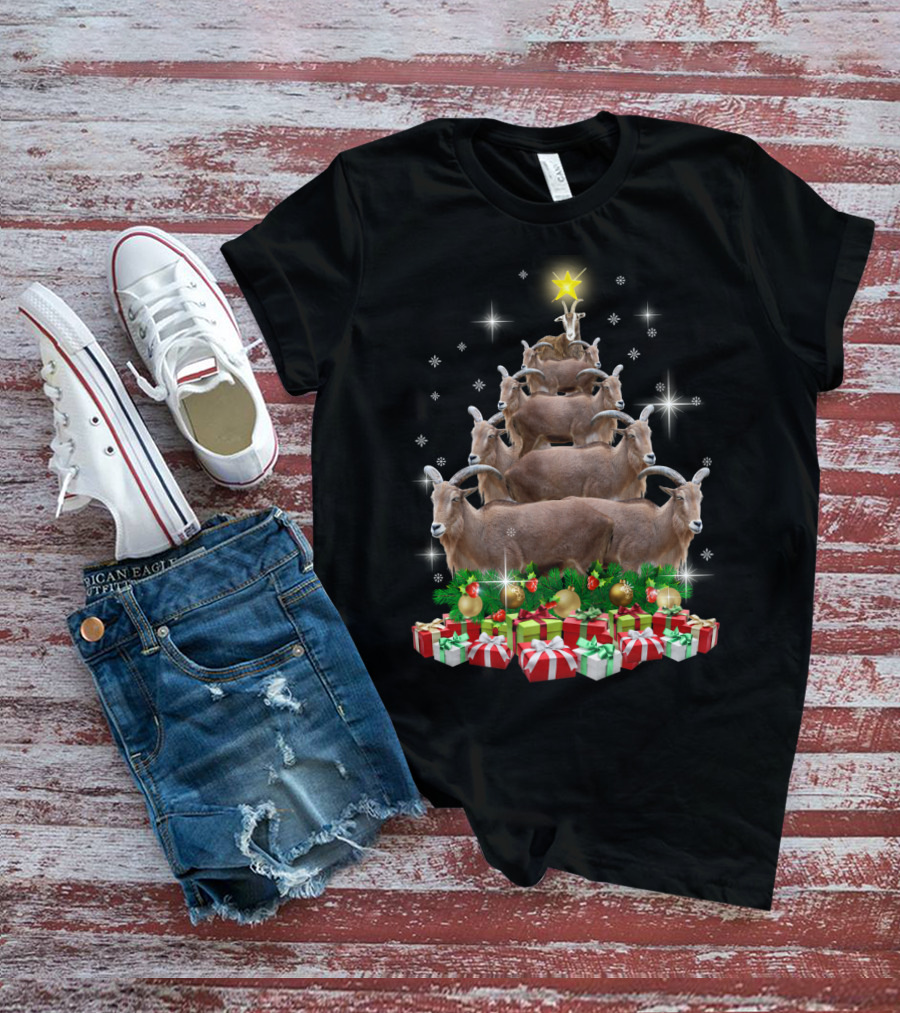 Goat Christmas Tree With Presents And Star T-Shirt