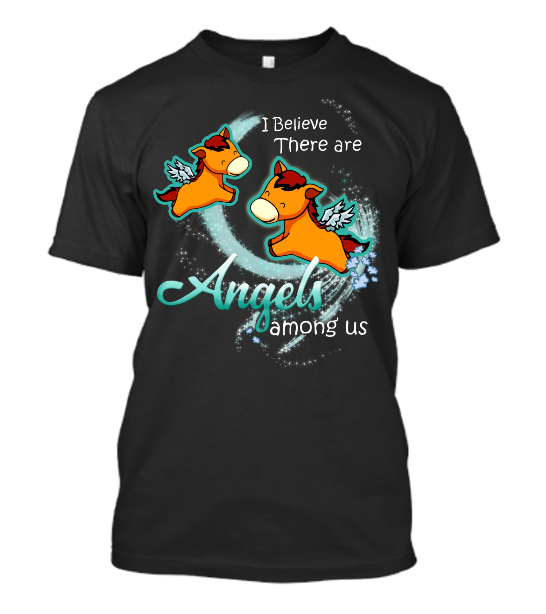 I Believe There Are Angels Among Us Flying Horses With Wings T-Shirt