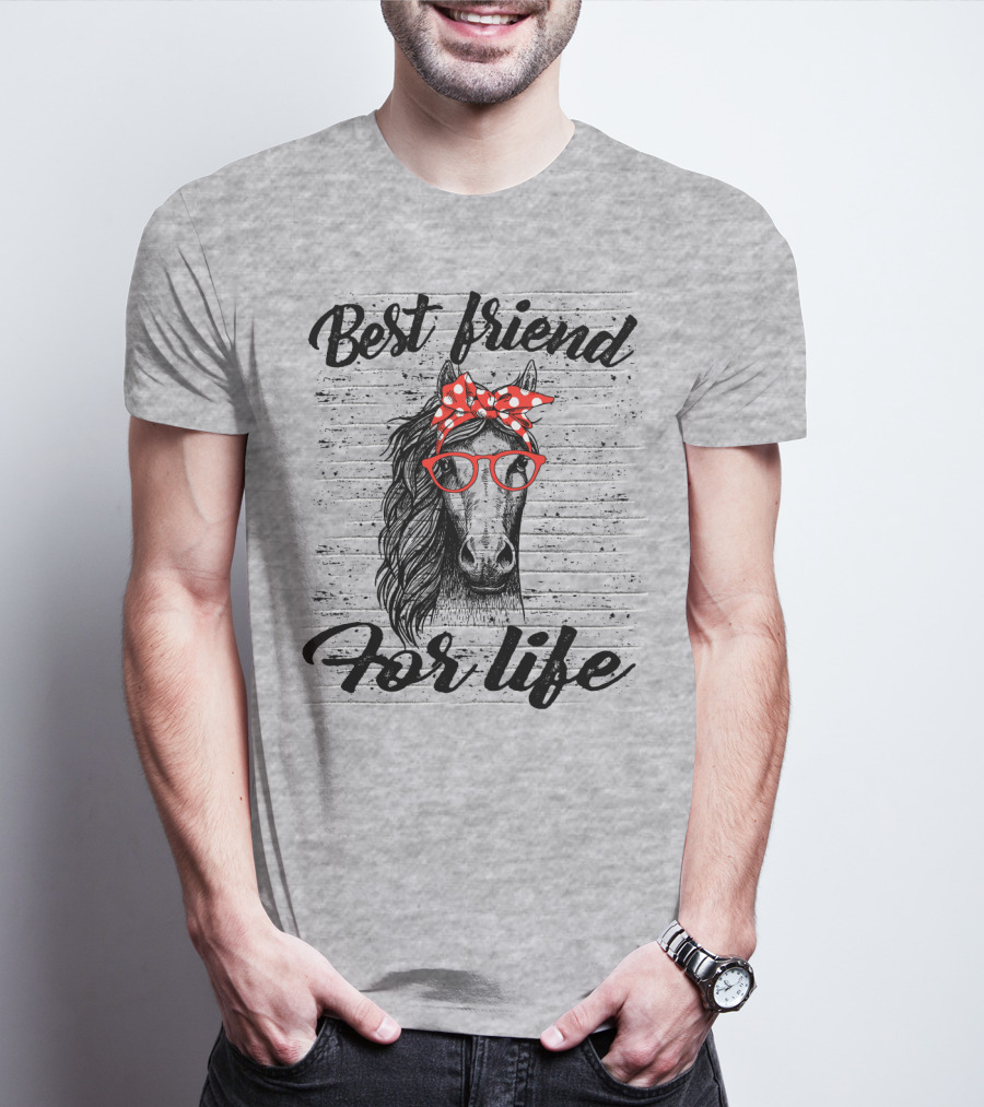 Best Friend For Life Horse With Red Polka Dot Bow And Glasses T-Shirt