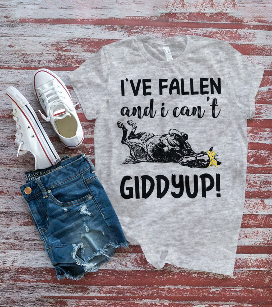 I've Fallen And I Can't Giddyup I've Fallen Cow With Yellow Bow T-Shirt