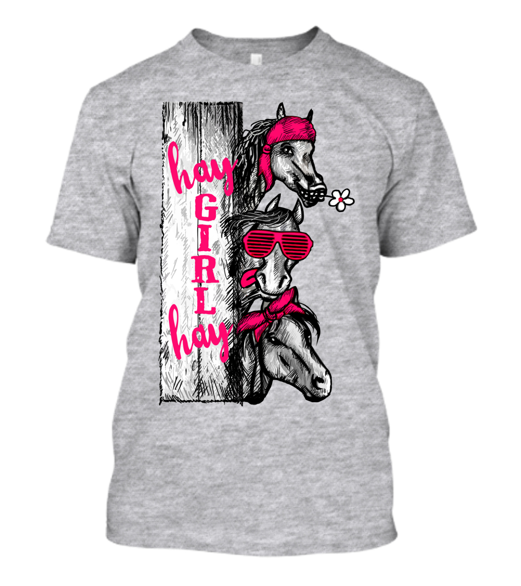 Hay GIRL Hay Funny Horse Trio With Bandanas And Sunglasses T-Shirt