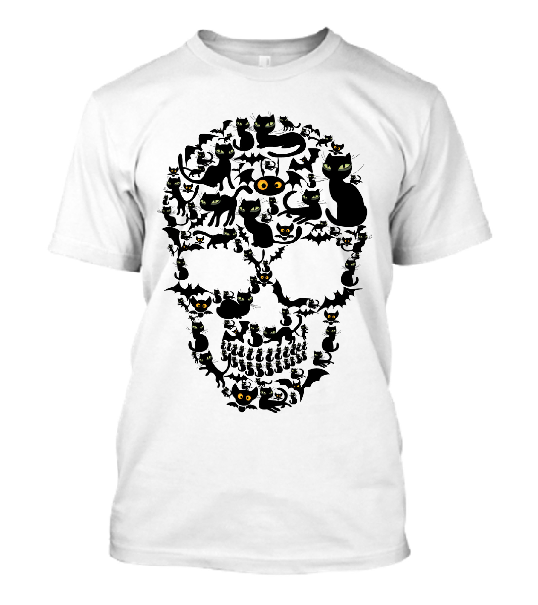 Cat Skull Bat Eyes Halloween Cats T-Shirt