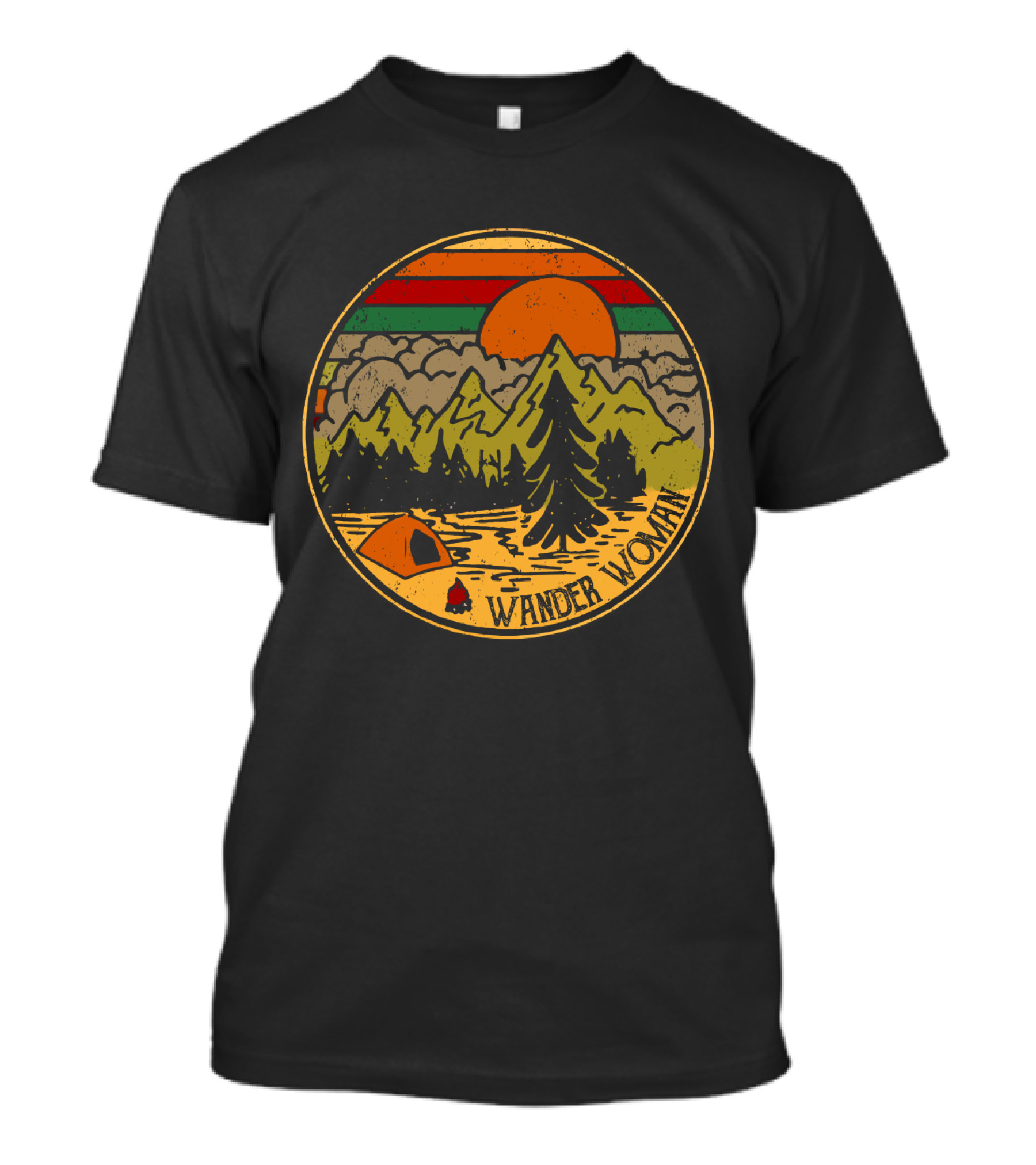Wander Woman Camping Adventure Sunset Mountains T-Shirt