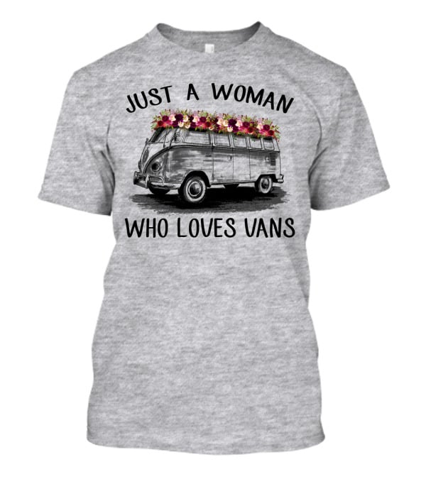 Just A Woman Who Loves Vans Vintage Style With Floral Accents T-Shirt