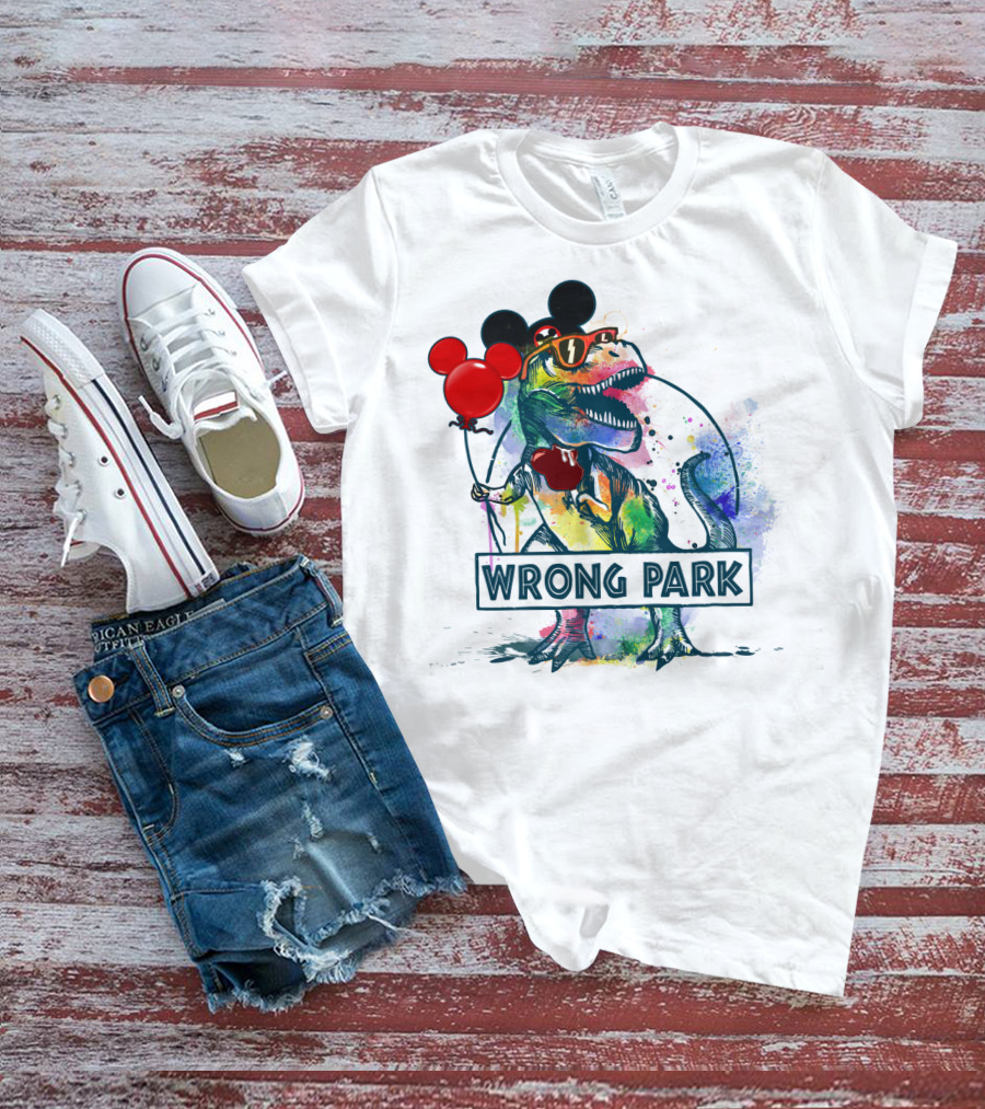 Wrong Park T Rex With Mickey Ears And Balloon T-Shirt