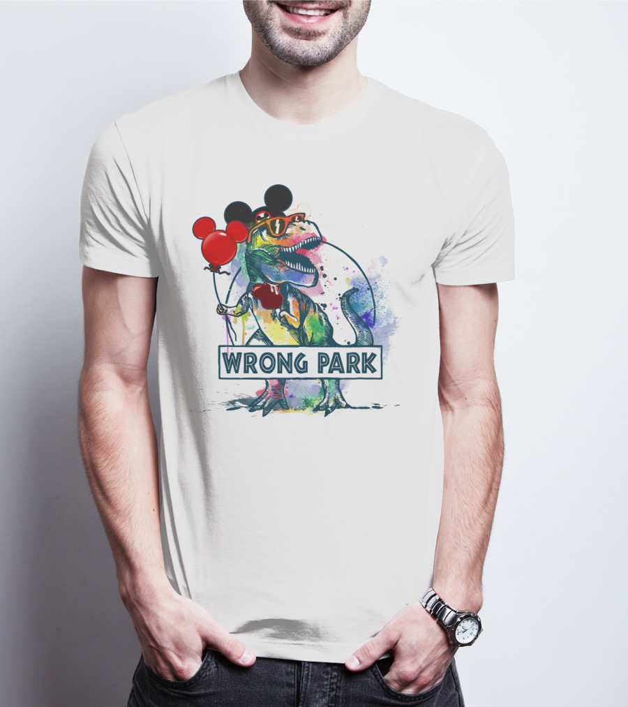Wrong Park T Rex With Mickey Ears And Balloon T-Shirt