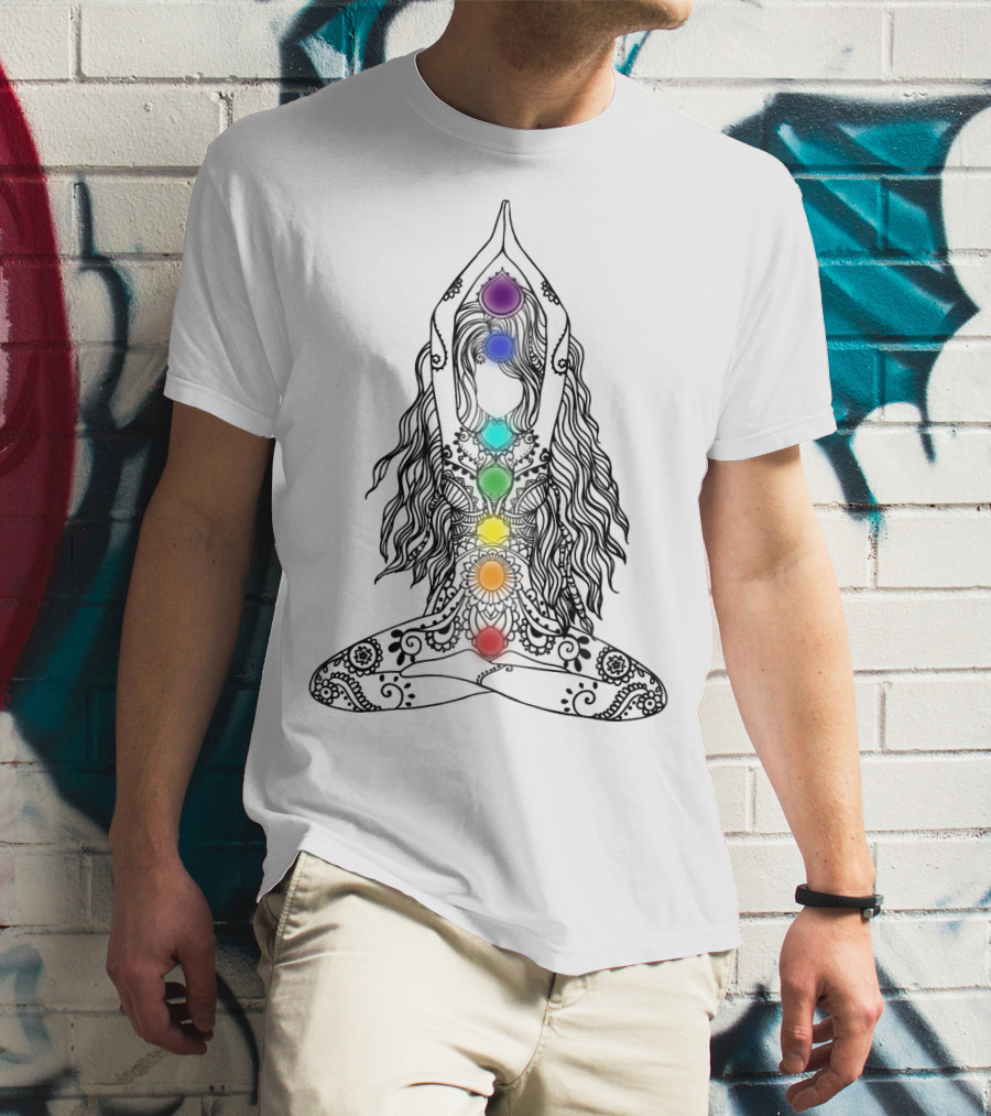 Yoga Chakra Meditation Mandala Colorful Pose T-Shirt