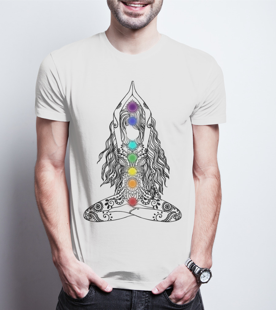 Yoga Chakra Meditation Mandala Colorful Pose T-Shirt